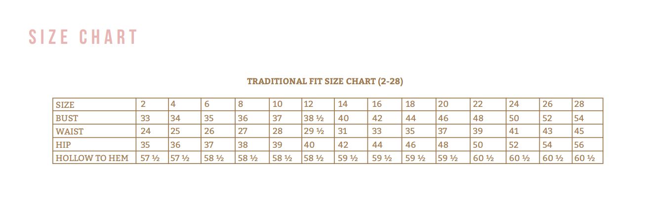 Casablanca Dress Size Chart